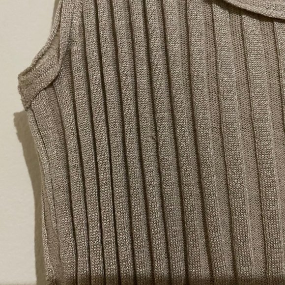 LAST CHANCE - Magaschoni Sleeveless Ribbed Shimmery Shirt Tank S - Picture 2 of 5